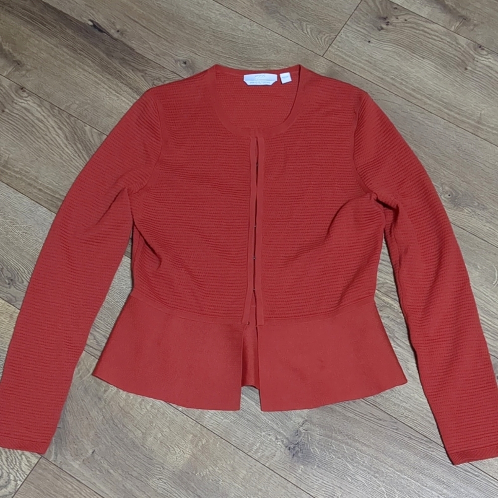 Hugo Boss Merino Super Fine Cardigan Sweater Orange Size Medium